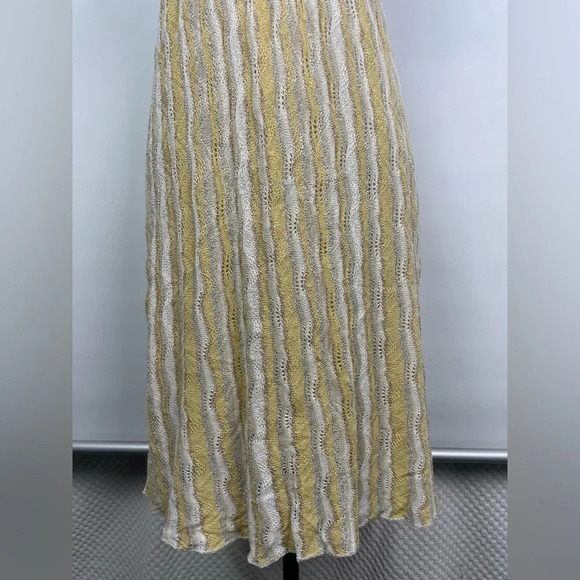Maje White Yellow Silver Gold Knit Halter Metallic Striped Dress - Picture 5 of 8